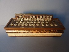 RARE ACCORDEON DIATONIQUE ANCIEN MARQUETERIE ÉPOQUE 19ème A RESTAURER