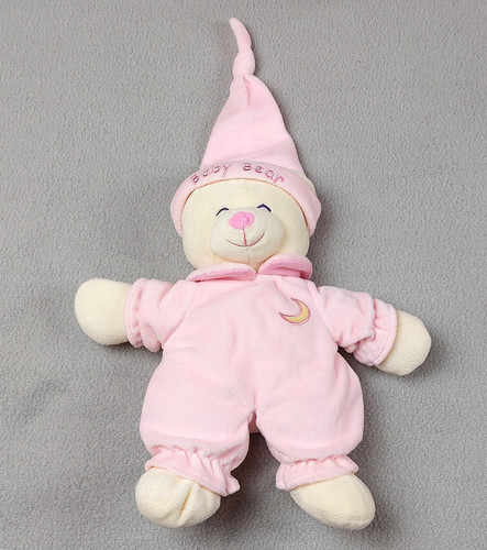 Doudou peluche ours rose - , blanc