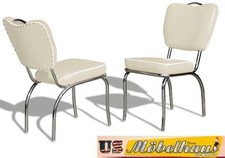 CO-26 Blanc Bel Air Meuble 2 Chaises Dîner de Cuisine Dans Style 50er Ans USA
