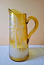 grand pichet verre de Bohême jaune