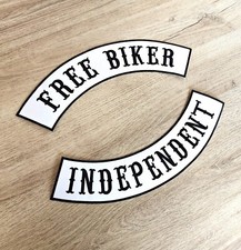 Patch dorsal FREE BIKER / INDEPENDENT motorcycles 34 cm x 6.7 cm écusson thermo
