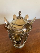 Confiturier  en argent vermeil, et ses 6 petites cuillers, goût EMPIRE, déb. 20e