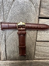 replacement 18mm Omega genuine leather strap for omega Watch With Gold Buckle