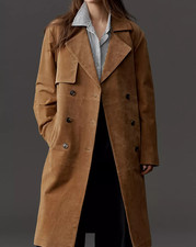 Trench femme en cuir daim
