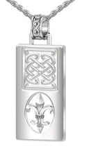 Neuf Homme 0.925 Argent Sterling Irlandais Noeud Celtique Fleur de Lis Collier