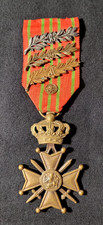Croix de Guerre 1914-1918 palmes argent et bronze WW1 Belgian War Cross pilot