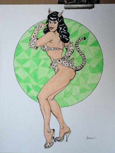 Female figure drawing pin-up