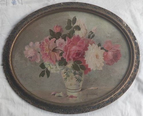 Huile sur panneau bouquet - panneau,