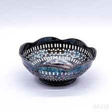 Vintage Ravier Ajouré Bol de Présentation Service Coquille Plaqué Argent 17x7cm