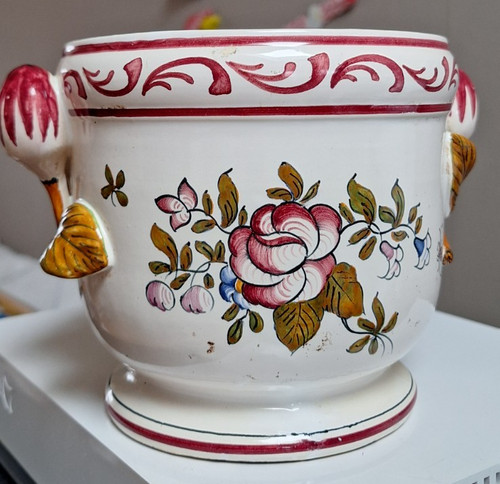 Jardiniere faience decor - en,