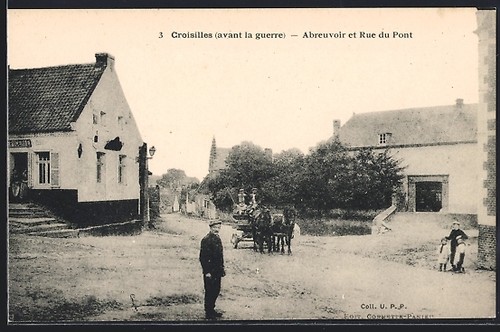 Cpa croisilles abreuvoir et - abreuvoir,