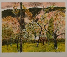 Guy BARDONE : Jardin en fleurs  - Lithographie originale signée