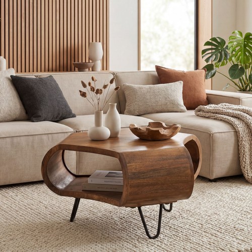 Table basse bois massif 60cm - table,