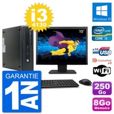 PC HP 800 G1 Ecran 19" Core i3-4130 RAM 8Go Disque 250Go Windows 10 Wifi