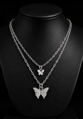 Collier papillon double rang - collier,
