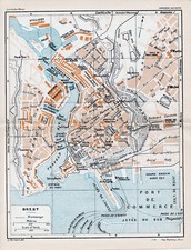 29 Brest 1926 pt. plan ville orig. + guide angl. (3 p) Recouvrance Pont-Flottant