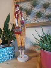 Poupée style Tilda - Jardinière - taille 40 cm avec support - décoration