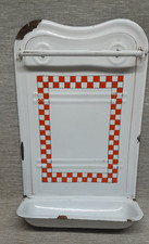Ancien Porte louche émaillé blanc à carreaux rouge Lustucru