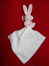 Doudou Peluche Jacadi Lapin Rose Mouchoir Blanc