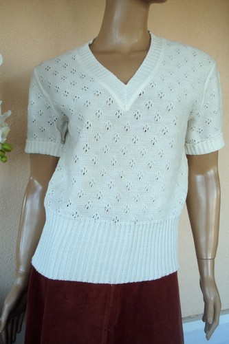 Pull blanc ajoure - pull, manche