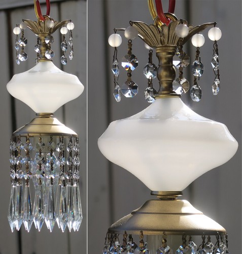 Vintage swag lamp opaque - swag,