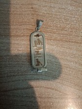 Pendentif Cartouche Egyptien Hiéroglyphe Argent Vermeil Massif  8,2 Grammes 
