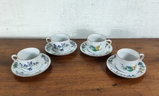 lot de 4 belles tasse avec soucoupe en céramique blanc décor floral multicolore