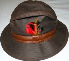 CHAPEAU imperméable COTON CIRÉ T. 55 / 56 doublé plume oiseau ville mer forêt BE