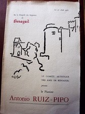 Bonaguil programme 31/08/1962 dédicacé antonio ruiz-pipo 1ère edition du festiva