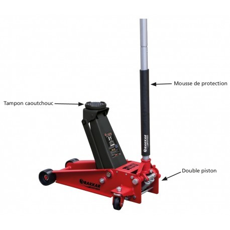 Cric hydraulique double - 3t,