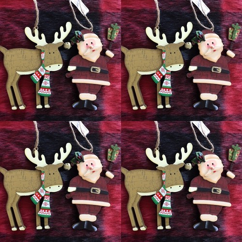 Santa reindeer wooden - santa,