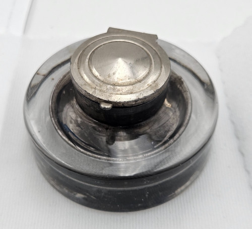 Ancien encrier rond bureau - rond,