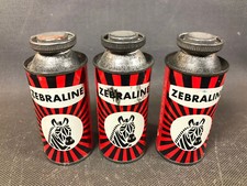 Lot de 3 petits bidons de Zebraline entretien cuisinières et poeles ancien stock