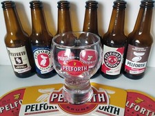 Lot de 6 bouteilles vides PELFORTH brune + 1 verre 25 cl