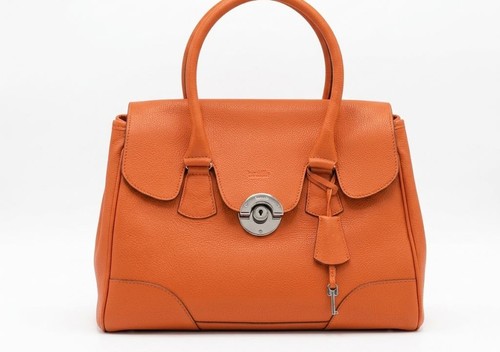 Sac main cuir orange - à,