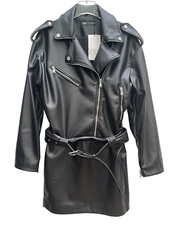 Zara Noir Robe Faux Cuir avec