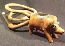 Ancienne rare pipe zoomorphe cochon aux Yeux Bleu "Bruyère WW1 poilu"