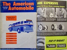 1951 THE AMERICAN AUTOMOBILE AUTOCAR AUTOBUS 1 PAGE DEPLIANTE EN ANGLAIS