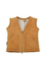 Enfants Veste en Agneau Lino Fourrure Cuir Unisexe Gilet Mérinos Peau de Mouton