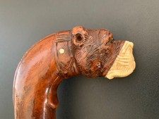 Magnifique parapluie antique avec poignée en forme de bouledogue anglais