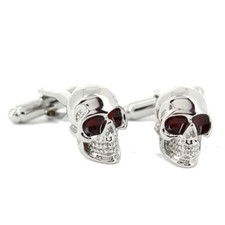 Tony & Paul. Boutons de manchette. tête de mort redeyes, Acier rhodié. Gris arge