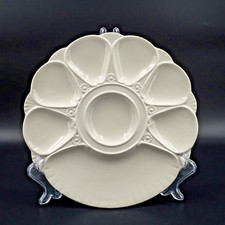 Antique Oyster Plate MINTON? unmarked White Porcelain 6 wells and  cracker №13