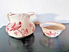 Ensemble de toilette Terre de Fer Oiseaux roses et bordeaux