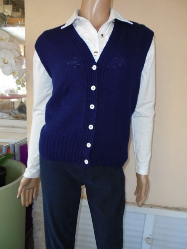 Gilet bleu marine - gilet, manche