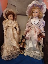 Lot de 3 poupées anciennes en porcelaine – Collection vintage décorative