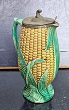 VICTORIAN PICHET BARBOTINE MAJOLICA EPIS DE MAÏS JUG ELIS JOHN