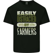 T-Shirt Pour Enfants Agriculteurs Facilement Distraits