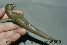 5.6" Collect Rare Chinese Red Copper Carving Bird Beast Ornamental Hairpin