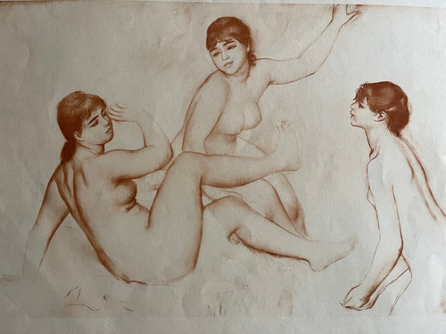 Estampe ancienne baigneuses - estampe,