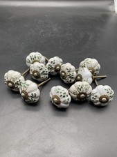 Lot De 11 Boutons De Portes Floraux Meubles En Céramique Vintage 